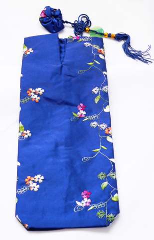 Wine Bottle Silk Bag -Deep Blue